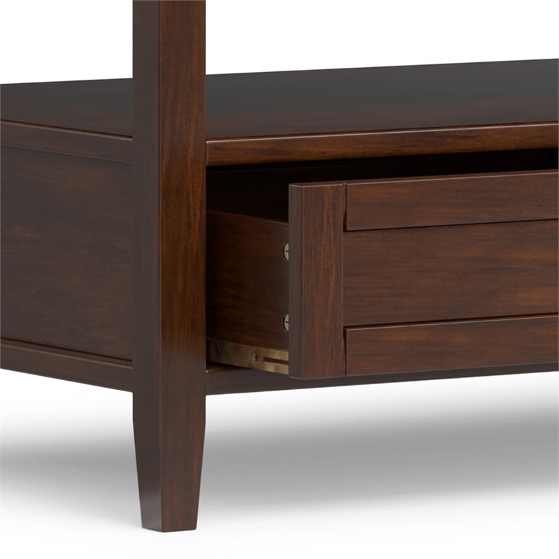 Warm Shaker Solid Wood 48 inch Wide Transitional Coffee Table in Russet Brown