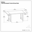 Whitley 72 inch Wide Solid Mango Farmhouse Dining Table in Black