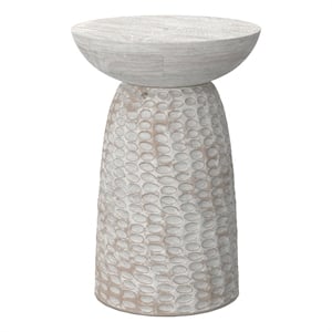 Boyd 16&quotWD Solid Mango Contemporary Tall Accent Table in White Wash & Assembled
