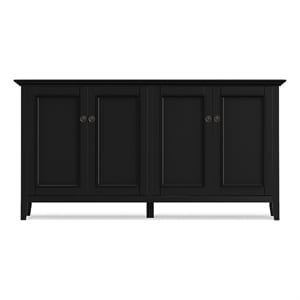 Amherst 66 inch Wide Solid Wood Transitional 4 Door Storage Cabinet in Black