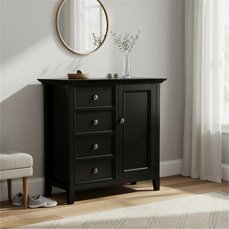 Amherst 37 inch Wide Transitional 4 Drawer Storage Cabinet in Black