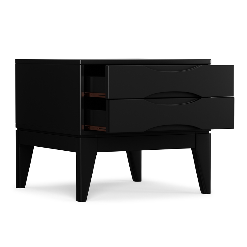 Harper 22 inch Wide Solid Wood Mid Century Modern End Table in Black