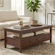 Warm Shaker 48 inch WD Wood Coffee Table in Distressed Charcoal Brown