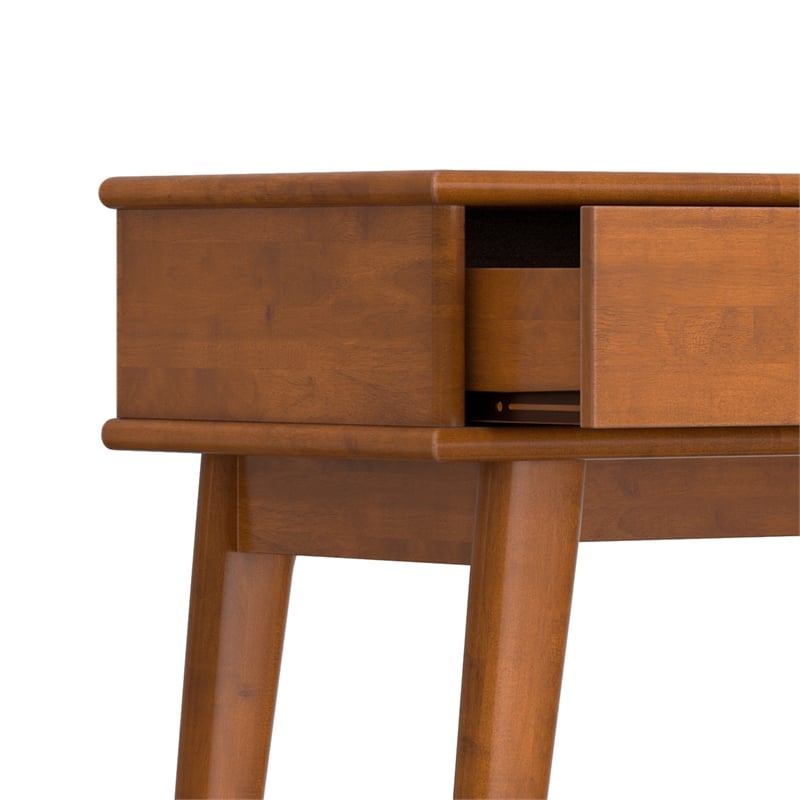 Draper 42 inch Wide Solid Wood Mid Century Modern Console Table in Teak Brown