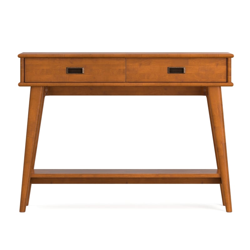 Draper 42 inch Wide Solid Wood Mid Century Modern Console Table in Teak Brown