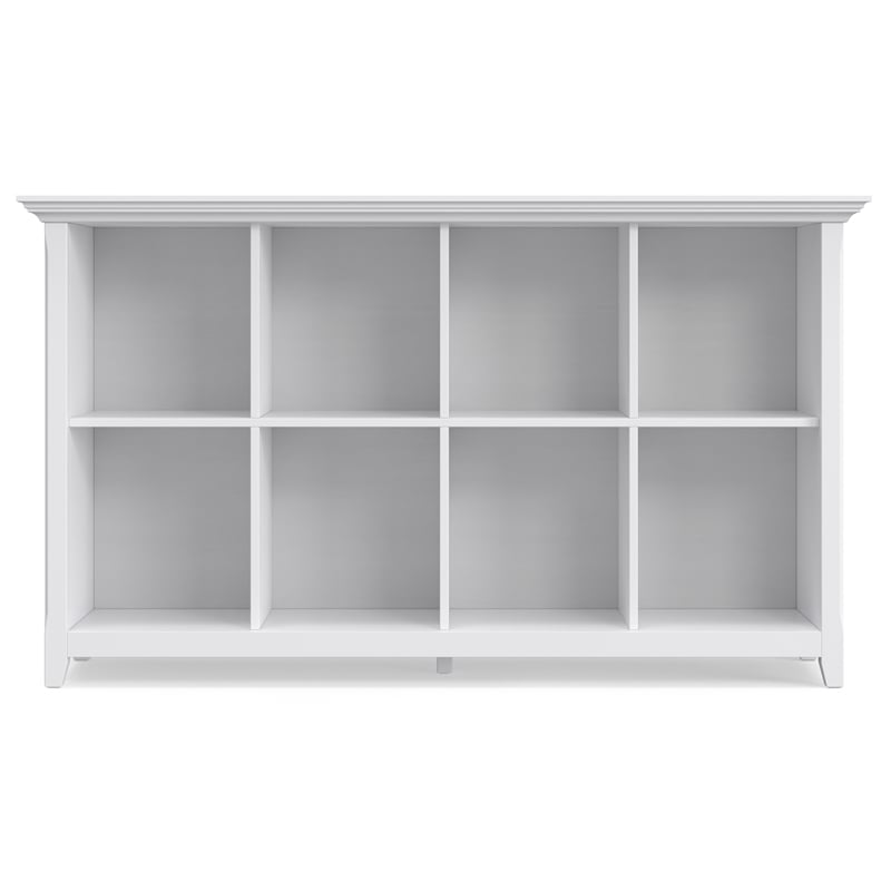 Amherst 57 inch Wide Solid Wood Transitional 8 Cube Storage Sofa Table in White