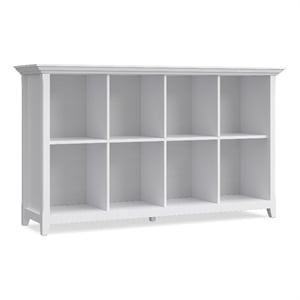 Amherst 57 inch Wide Solid Wood Transitional 8 Cube Storage Sofa Table in White