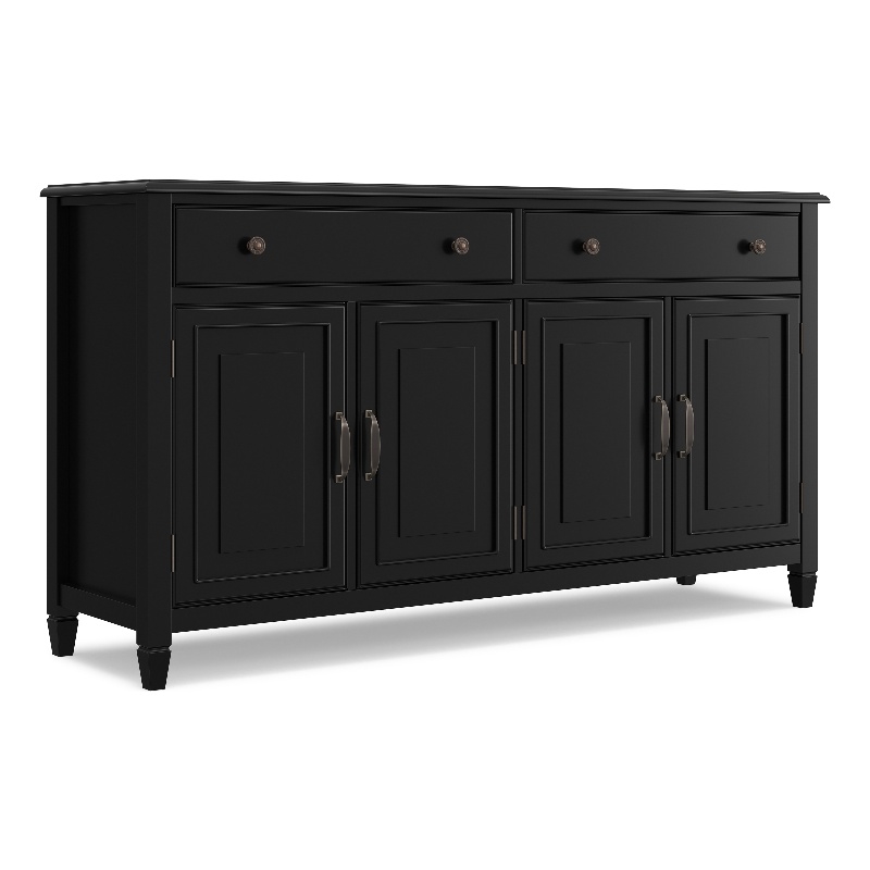 Connaught 67 inch Wide Solid Wood Traditional Large Sideboard Buffet Storage Cabinet in Black