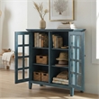 Acadian 39 inch Wide Solid Wood Transitional Medium Storage Cabinet in Distressed Coastal Blue