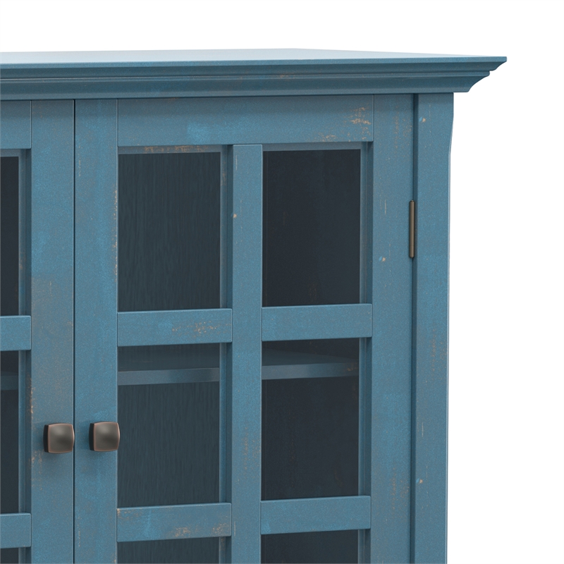 Acadian 39 inch Wide Solid Wood Transitional Medium Storage Cabinet in Distressed Coastal Blue