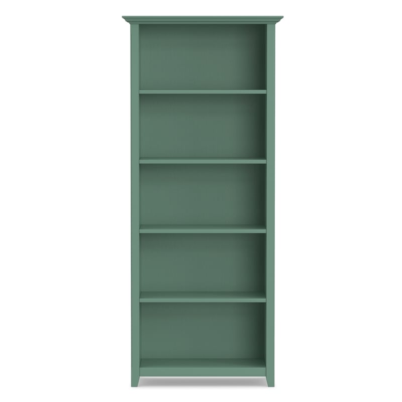 Amherst 30 inch x 70 inch Solid Wood Transitional 5 Shelf Bookcase in Sage Green
