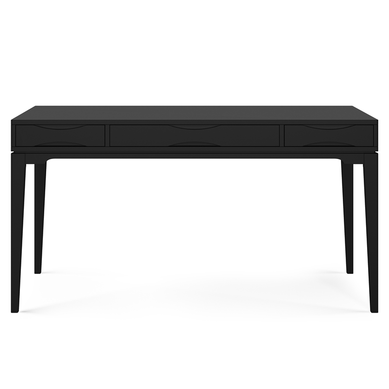 Harper Solid Wood Mid Century Modern 60 inch Wide Desk with 24 inch Wide Bookcase in Black (Set of 2)