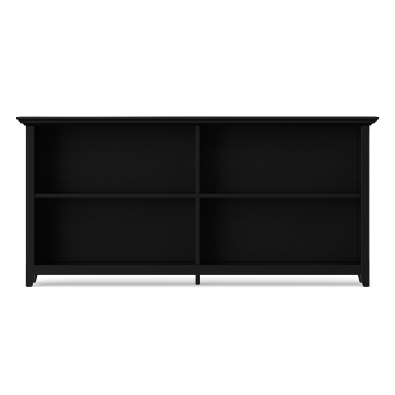 Amherst 64 inch Wide Solid Wood Transitional 4 Shelf Low Bookcase in Black