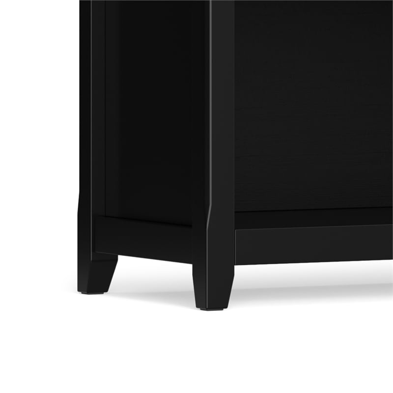 Amherst 64 inch Wide Solid Wood Transitional 4 Shelf Low Bookcase in Black