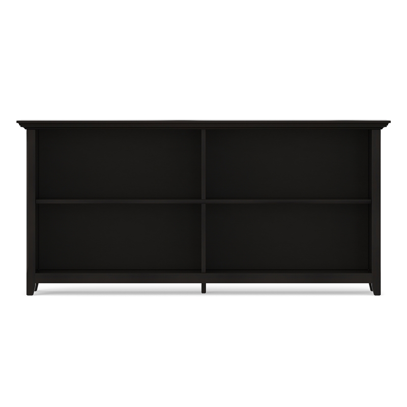 Amherst 64 inch Wide Solid Wood Transitional 4 Shelf Low Bookcase in Hickory Brown