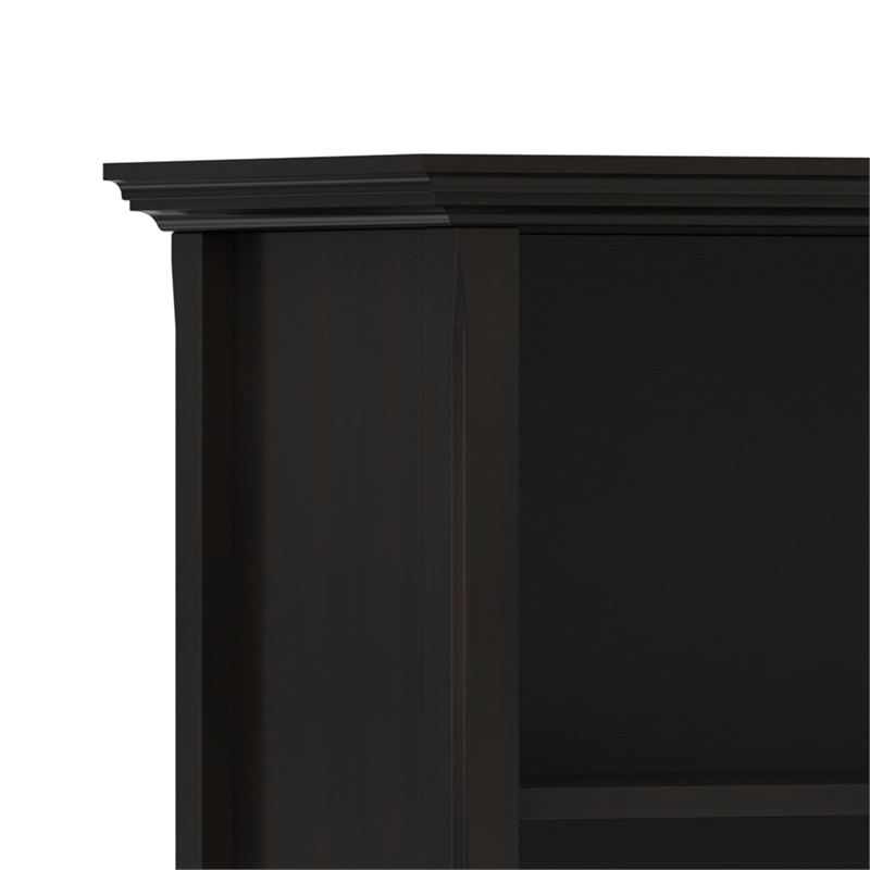 Amherst 64 inch Wide Solid Wood Transitional 4 Shelf Low Bookcase in Hickory Brown