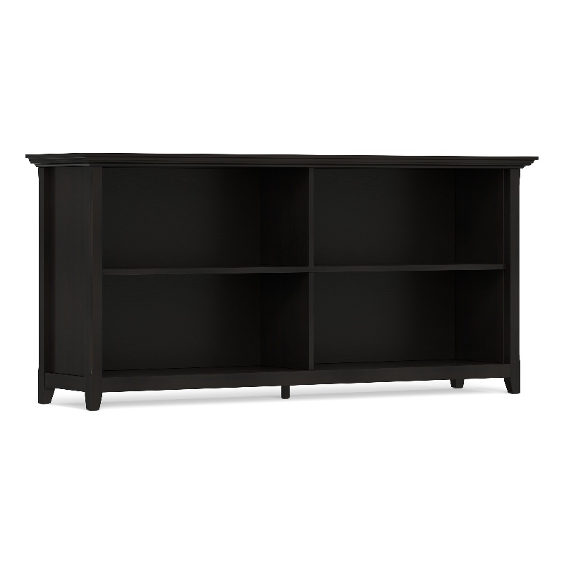 Amherst 64 inch Wide Solid Wood Transitional 4 Shelf Low Bookcase in Hickory Brown