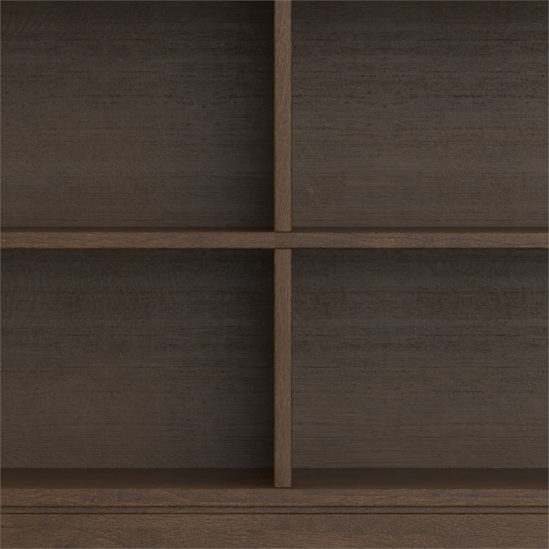 Harper 30 inch x 64 inch Solid Wood Mid Century 4-Shelf Low Bookcase in Walnut Brown