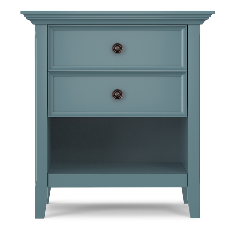 Amherst 24 inch Wide Solid Wood Transitional Bedside Table in French Blue