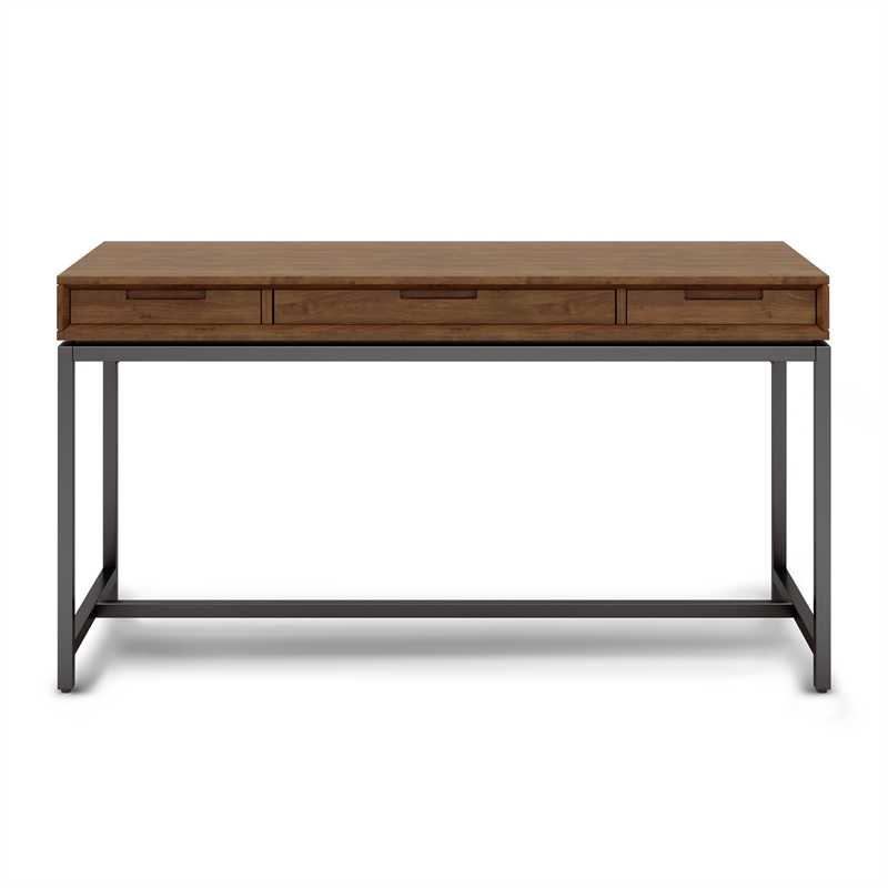 Banting Solid Wood Industrial 60 inch Wide Desk with 30 inch Wide Bookcase in Medium Saddle Brown (Set of 2)