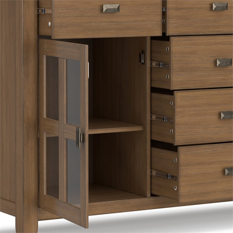 Artisan 54 inch Wide Solid Wood Transitional Sideboard Buffet in Rustic Natural Aged Brown