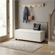 Avalon Wide Solid Wood Transitional Storage Ottoman Bench in Alabaster Ivory