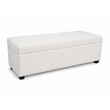 Avalon Wide Solid Wood Transitional Storage Ottoman Bench in Alabaster Ivory
