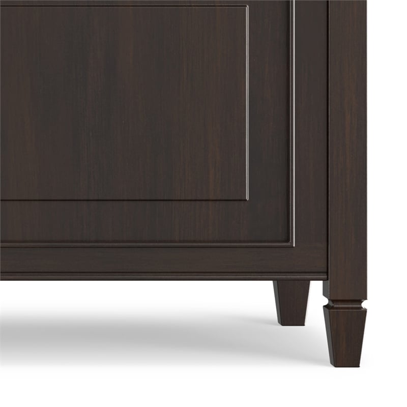 Connaught Wide Solid Wood Traditional Storage Bench in Dark Chestnut Brown