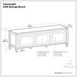 Connaught Wide Solid Wood Traditional Storage Bench in Dark Chestnut Brown