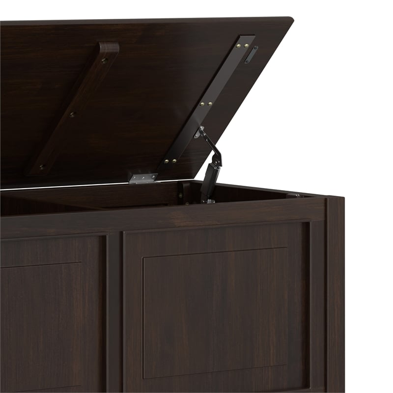 Connaught Wide Solid Wood Traditional Storage Bench in Dark Chestnut Brown