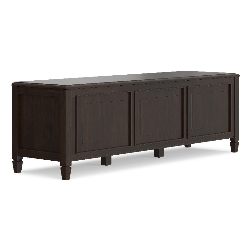 Connaught Wide Solid Wood Traditional Storage Bench in Dark Chestnut Brown