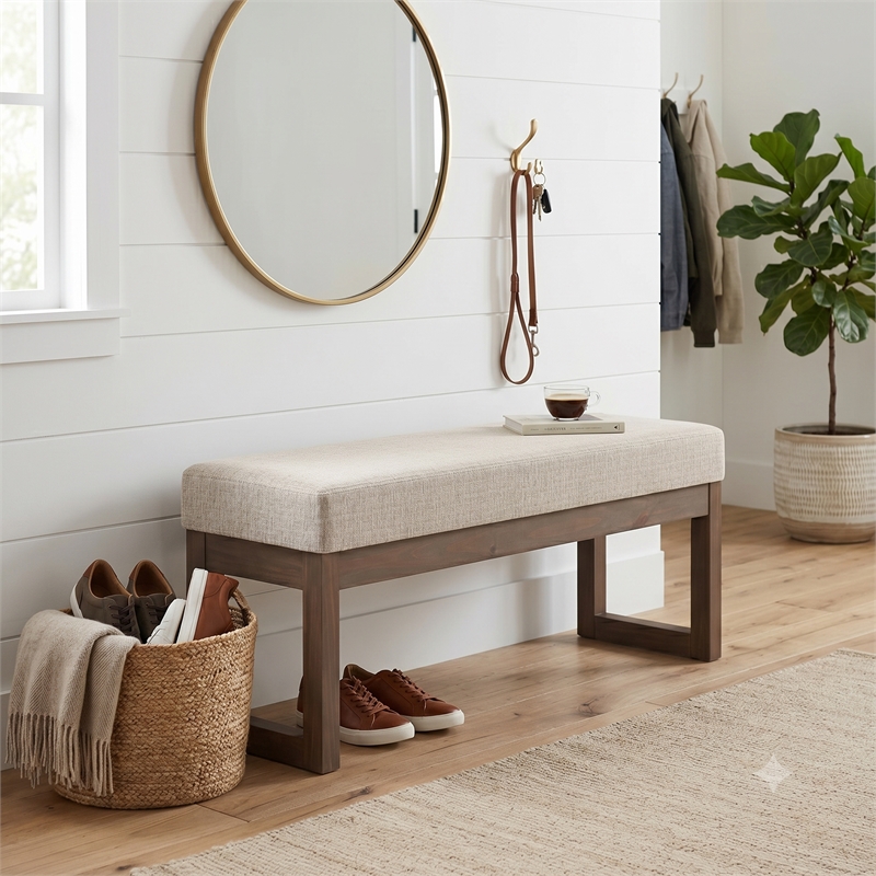 Milltown 54 inch Wide Contemporary Extra Large Ottoman Bench in Platinum
