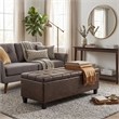 Harrison 48 inch Storage Ottoman Bench in Distressed Brown Vegan Leather