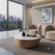 Elmbrook SOLID MANGO WOOD 34 in Round  Drum Coffee Table in White Marble