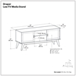 Draper 60 in Solid Wood Low TV Stand in Blonde For TVs up to 65 inch