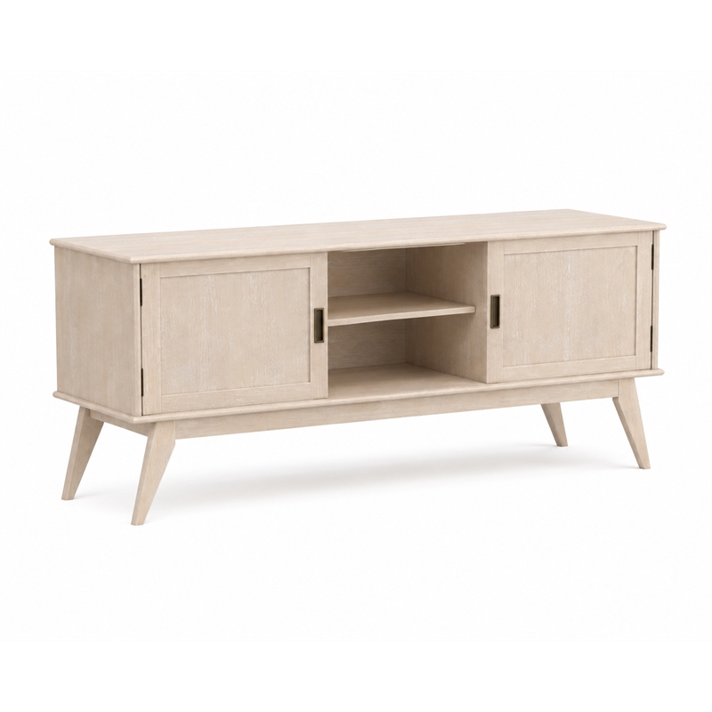 Draper 60 in Solid Wood Low TV Stand in Blonde For TVs up to 65 inch