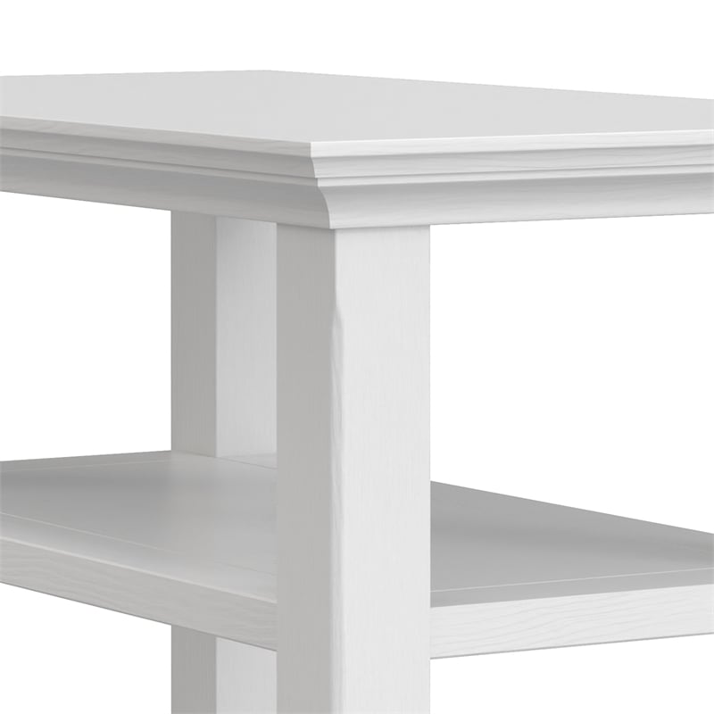 Acadian 14 inch Wide Solid Wood Transitional Narrow Side Table in White