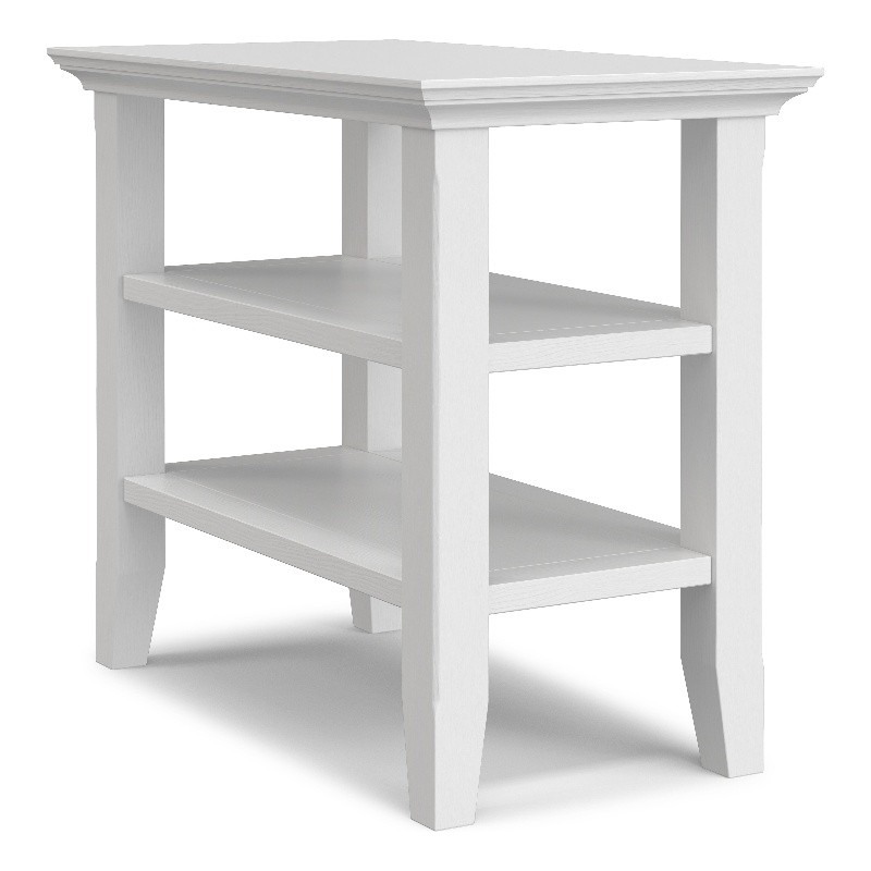 Acadian 14 inch Wide Solid Wood Transitional Narrow Side Table in White