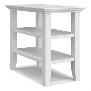 Acadian 14 inch Wide Solid Wood Transitional Narrow Side Table in White