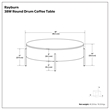 Rayburn 38 in Solid Mango Wood Drum Coffee Table in Briarsmoke