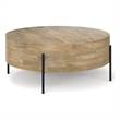 Rayburn 38 in Solid Mango Wood Drum Coffee Table in Briarsmoke