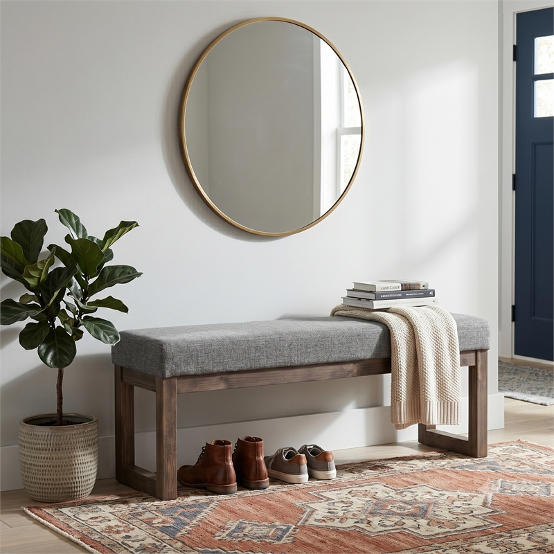 Milltown 36 inch Wide Contemporary Medium Ottoman Bench in Grey