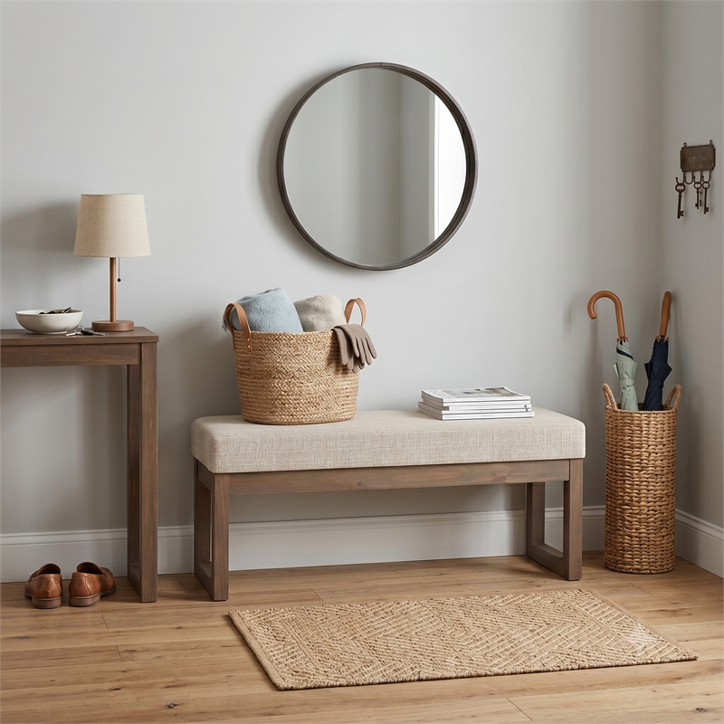 Milltown 36 inch Wide Contemporary Medium Ottoman Bench in Platinum
