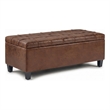 Harrison 48 in Storage Ottoman Bench in Distressed Saddle Brown Leather