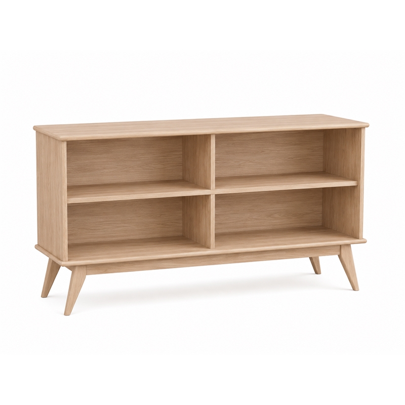 Draper 64 inch x 30 inch Solid Wood Low 4 Shelf Bookcase in Blonde