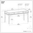 Harper 60 inch Solid Wood Writing Desk with Drawers in Blonde