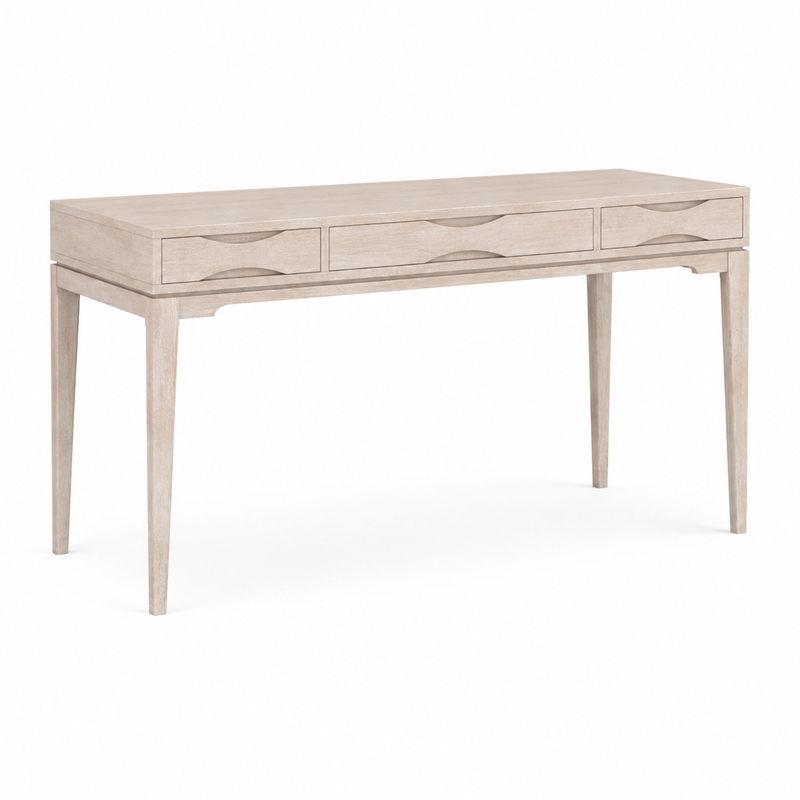 Harper 60 inch Solid Wood Writing Desk with Drawers in Blonde