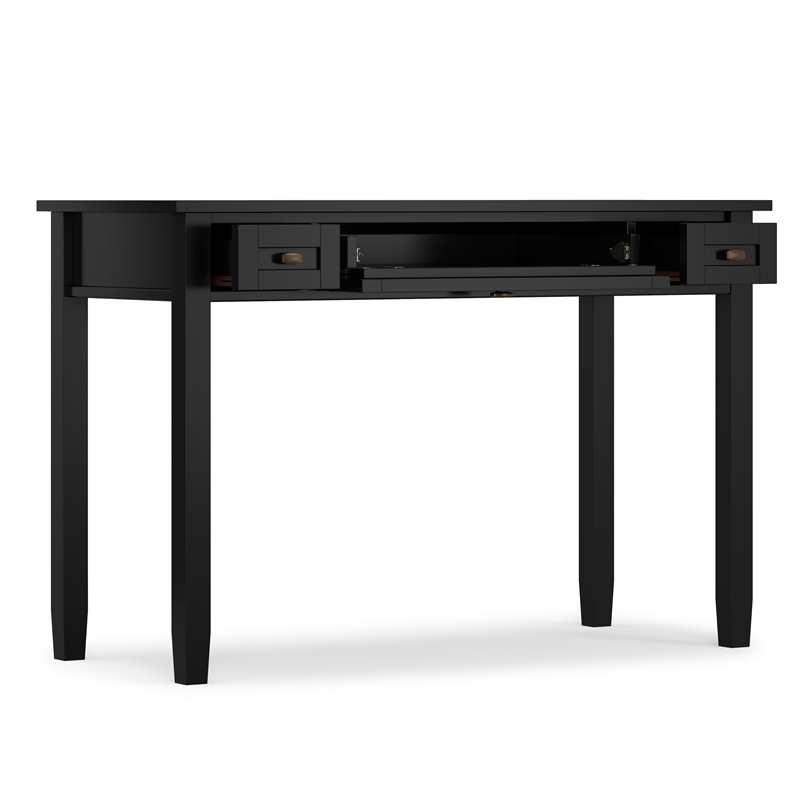 Warm Shaker 48 inch Wide Solid Wood Transitional Desk in Black