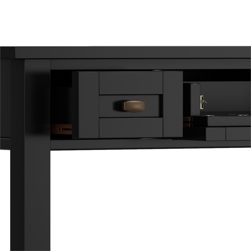 Warm Shaker 48 inch Wide Solid Wood Transitional Desk in Black