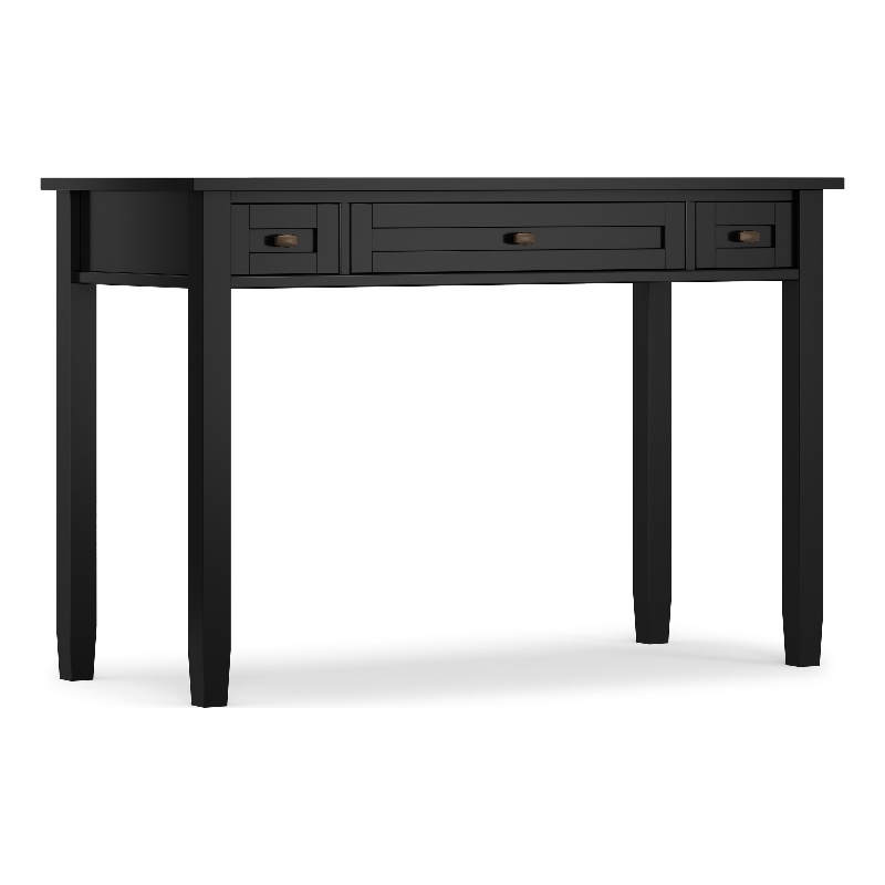 Warm Shaker 48 inch Wide Solid Wood Transitional Desk in Black